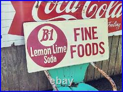 Vintage Rare B-1 Lemon Lime Soda Fine Foods Sign been Painted 36 X 18