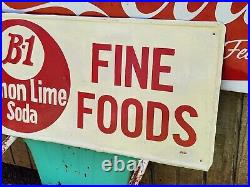 Vintage Rare B-1 Lemon Lime Soda Fine Foods Sign been Painted 36 X 18