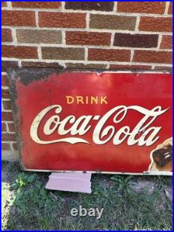 Vintage Rare Drink Coca-Cola Advertising Sign 1941 Single Sided Tin 59 X 23