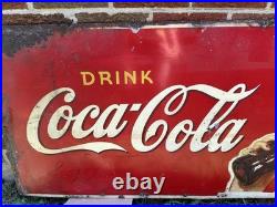 Vintage Rare Drink Coca-Cola Advertising Sign 1941 Single Sided Tin 59 X 23