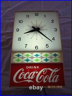 Vintage Rare Drink Coca Cola Electric Wall Clock lights up and works