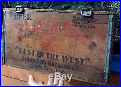 Vintage Rare Souix City IA Brewing Western Brew Beer Wood Crate Case Box Sign