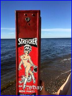 Vintage Rare Strecher Working Condom vending Machine with nude lady label sign