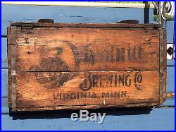 Vintage Rare Virginia Minn Beer Brewery Wood Box Crate Bottle Sign MN Duluth Ely