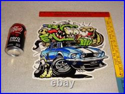 Vintage Rat Fink Drives Ford Shelby Cobra Car & Snake 1' Metal Gasoline Oil Sign