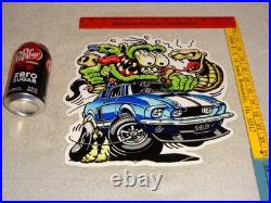 Vintage Rat Fink Drives Ford Shelby Cobra Car & Snake 1' Metal Gasoline Oil Sign