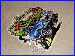 Vintage Rat Fink Drives Ford Shelby Cobra Car & Snake 1' Metal Gasoline Oil Sign