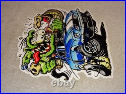 Vintage Rat Fink Drives Ford Shelby Cobra Car & Snake 1' Metal Gasoline Oil Sign
