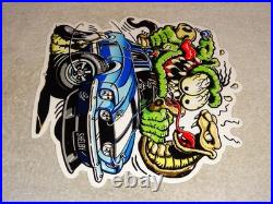 Vintage Rat Fink Drives Ford Shelby Cobra Car & Snake 1' Metal Gasoline Oil Sign