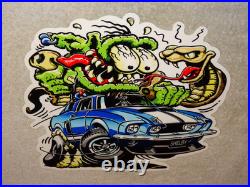 Vintage Rat Fink Drives Ford Shelby Cobra Car & Snake 1' Metal Gasoline Oil Sign