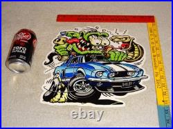 Vintage Rat Fink Drives Ford Shelby Cobra Car & Snake 1' Metal Gasoline Oil Sign