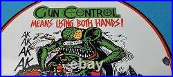 Vintage Rat Fink Porcelain Gas Gun Control Ed Roth Hot Rod Service Ak 47 Sign
