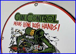 Vintage Rat Fink Porcelain Sign Steel Gas Oil Garage Pump Plate Gun Control Nra