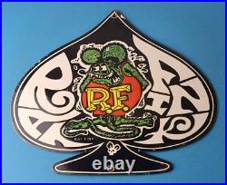 Vintage Rat Fink Sign Car Mod Auto Hot Rod Gas Pump Plate Porcelain Sign