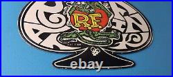 Vintage Rat Fink Sign Car Mod Auto Hot Rod Gas Pump Plate Porcelain Sign