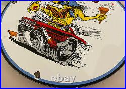 Vintage Rat Fink Wild Child Porcelain Sign Ed Big Daddy Roth Hot Rod Gas Oil