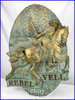 Vintage Rebel Yell Bourbon 3-D Advertising Large Bar Sign