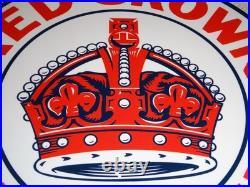 Vintage Red Crown Gasoline 11 3/4 Porcelain Metal Standard Station Gas Oil Sign