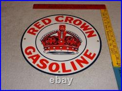 Vintage Red Crown Gasoline 11 3/4 Porcelain Metal Standard Station Gas Oil Sign