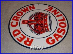 Vintage Red Crown Gasoline 11 3/4 Porcelain Metal Standard Station Gas Oil Sign