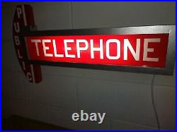Vintage Red Glass Telephone Booth Lighted Sign