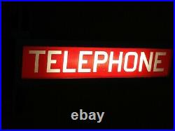Vintage Red Glass Telephone Booth Lighted Sign