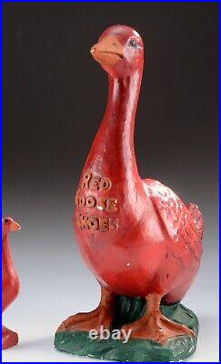 Vintage Red Goose Shoes Chalkware Advertising Store Display Figurine Statue Sign