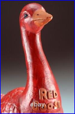 Vintage Red Goose Shoes Chalkware Advertising Store Display Figurine Statue Sign