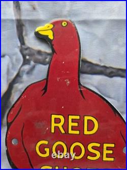 Vintage Red Goose Shoes Porcelain Sign 10×5