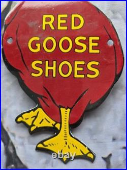 Vintage Red Goose Shoes Porcelain Sign 10×5