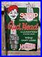 Vintage-Red-Head-Porcelain-Flange-Sign-Spark-Plugs-Auto-Part-Motor-Lube-Oil-Gas-01-nh