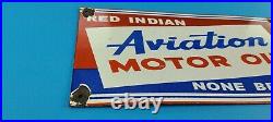 Vintage Red Indian Gasoline Porcelain Aviation Gas Service Station Pump Sign