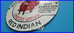 Vintage Red Indian Gasoline Porcelain Gas Service Station Indian Pump 12 Sign
