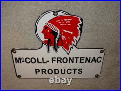 Vintage Red Indian Mccoll-frontenac Products Porcelain Metal Gasoline & Oil Sign