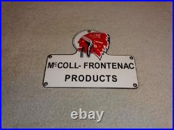 Vintage Red Indian Mccoll-frontenac Products Porcelain Metal Gasoline & Oil Sign
