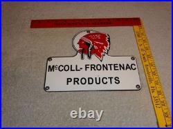 Vintage Red Indian Mccoll-frontenac Products Porcelain Metal Gasoline & Oil Sign