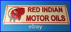 Vintage Red Indian Porcelain Large American Indian Service Station Gas Pump Sign