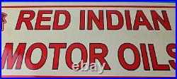 Vintage Red Indian Porcelain Large American Indian Service Station Gas Pump Sign