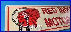 Vintage Red Indian Porcelain Large American Indian Service Station Gas Pump Sign