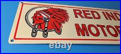 Vintage Red Indian Porcelain Large American Indian Service Station Gas Pump Sign