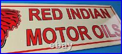 Vintage Red Indian Porcelain Large American Indian Service Station Gas Pump Sign