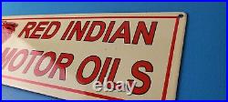 Vintage Red Indian Porcelain Large American Indian Service Station Gas Pump Sign