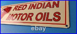 Vintage Red Indian Porcelain Large American Indian Service Station Gas Pump Sign