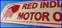 Vintage Red Indian Porcelain Large American Indian Service Station Gas Pump Sign