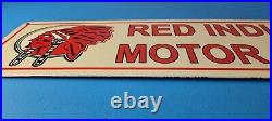 Vintage Red Indian Porcelain Large American Indian Service Station Gas Pump Sign