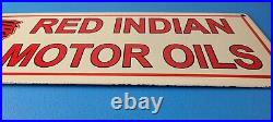 Vintage Red Indian Porcelain Large American Indian Service Station Gas Pump Sign