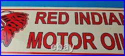 Vintage Red Indian Porcelain Large American Indian Service Station Gas Pump Sign