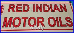 Vintage Red Indian Porcelain Sign Large American Indian Service Gas Pump Sign