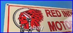 Vintage Red Indian Porcelain Sign Large American Indian Service Gas Pump Sign