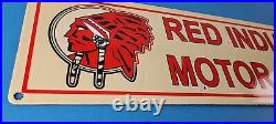 Vintage Red Indian Porcelain Sign Large American Indian Service Gas Pump Sign